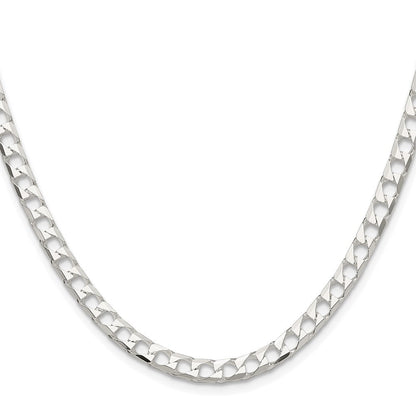 Sterling Silver Rhodium-plated 5mm Diamond-Cut Square Curb Chain Necklace