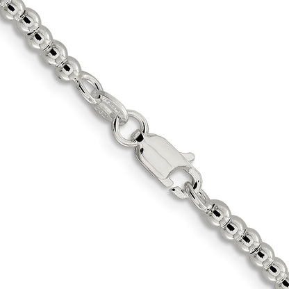 Sterling Silver 3mm Beads on Box Chain Necklace