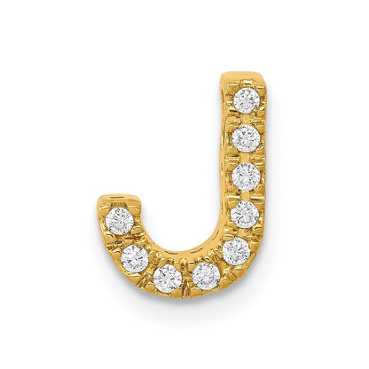 14k Yellow Gold  Diamond Letter J Initial Charm