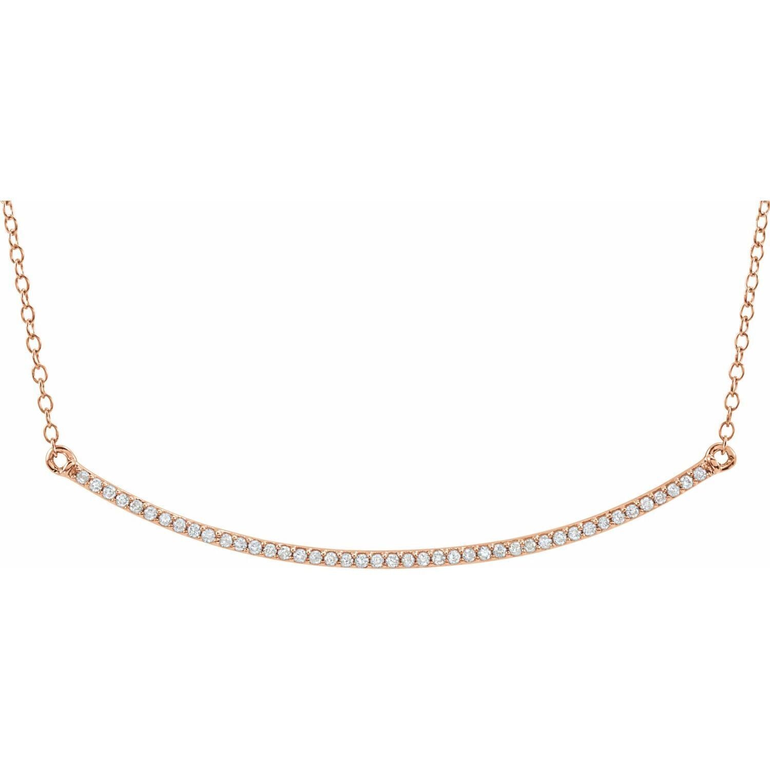 14k Rose Gold 1/6 CTW Natural Diamond Bar Pendant Necklace 18"