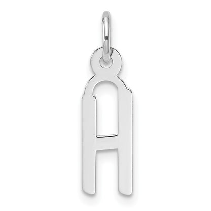 14k White Gold Slanted Block Letter H Initial Charm Pendant for Women