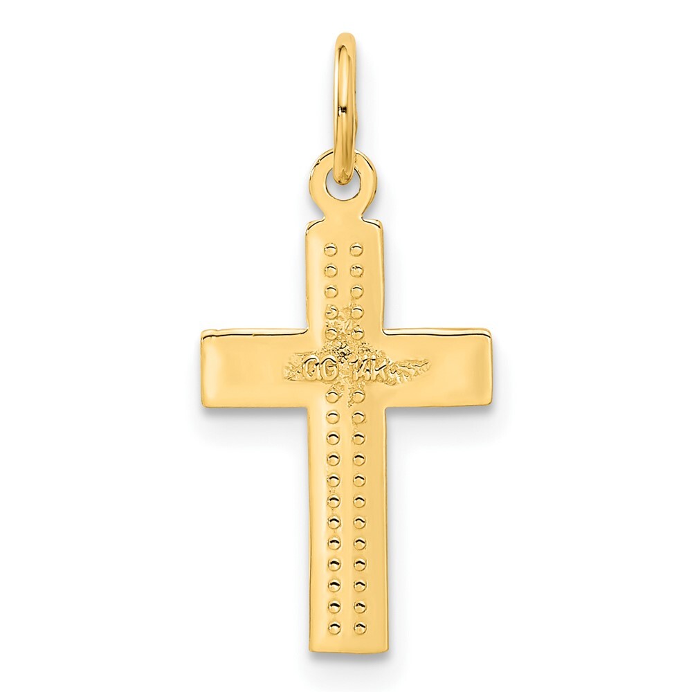 14k Yellow Gold Small Diamond-cut Cross Pendant for Women