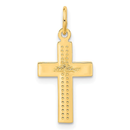 14k Yellow Gold Small Diamond-cut Cross Pendant for Women