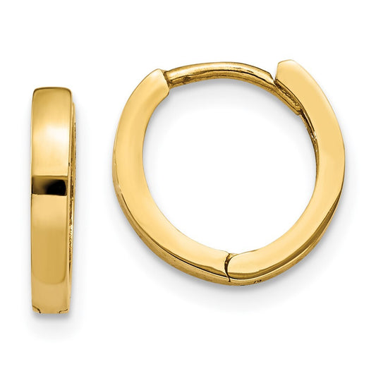 14k Yellow Gold Round Hinged Hoop Earrings Gift for Women