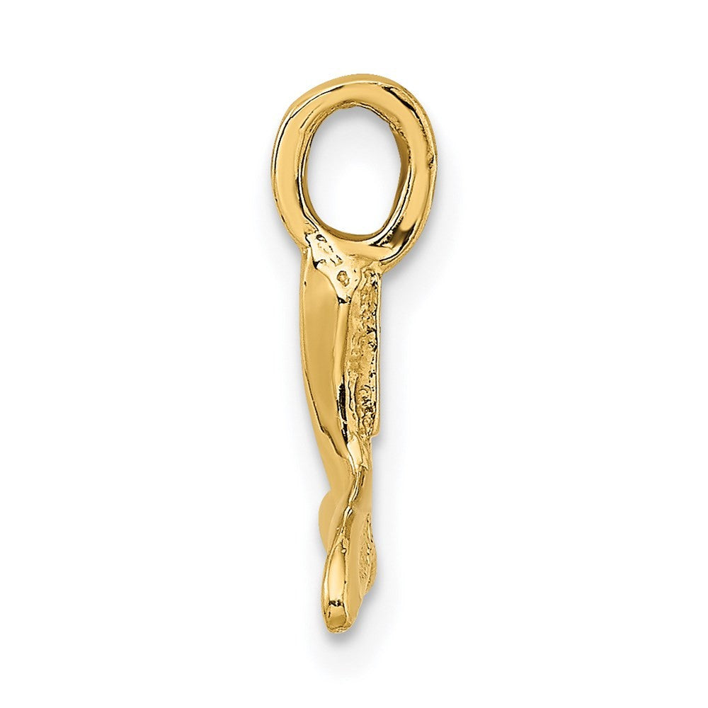 14k Yellow Gold Polished Mini Whale Tail Charm