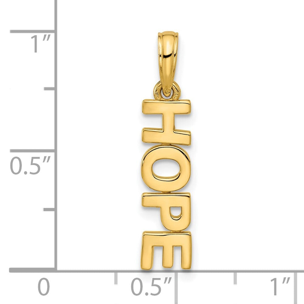 14k Yellow Gold Polished HOPE Pendant