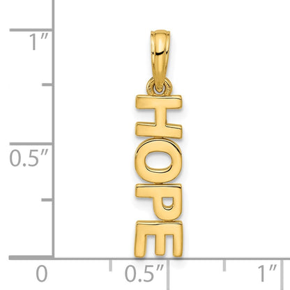 14k Yellow Gold Polished HOPE Pendant
