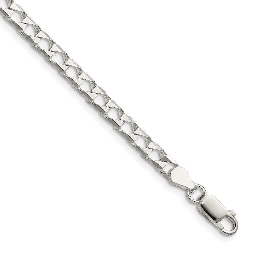 Sterling Silver 4mm Diamond-Cut Square Curb Chain Necklace