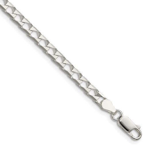Sterling Silver 4mm Diamond-Cut Square Curb Chain Necklace