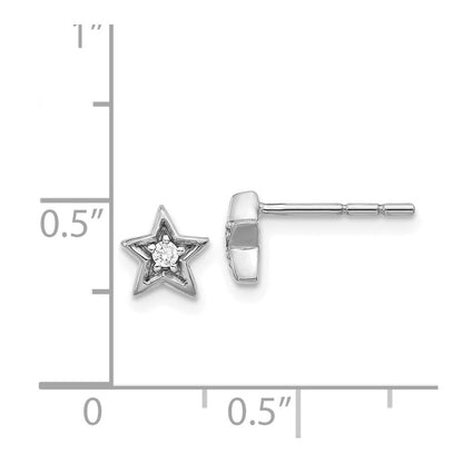14k White Gold Diamond Star Stud Earrings Gift for Women