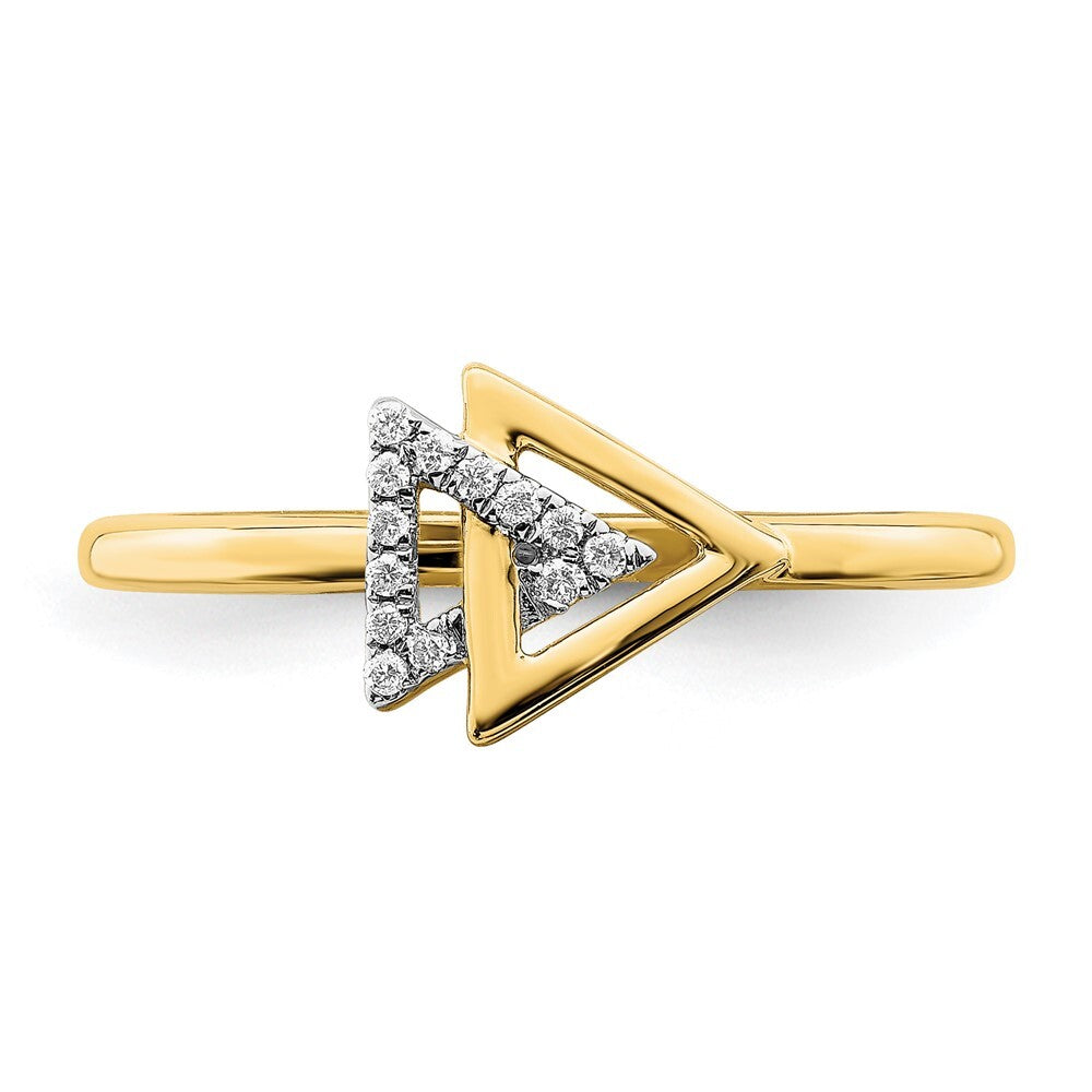 14K Yellow Gold Polished Double Triangle Diamond Ring Size 7
