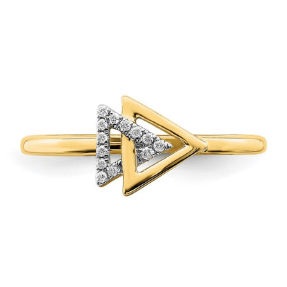 14K Yellow Gold Polished Double Triangle Diamond Ring Size 7