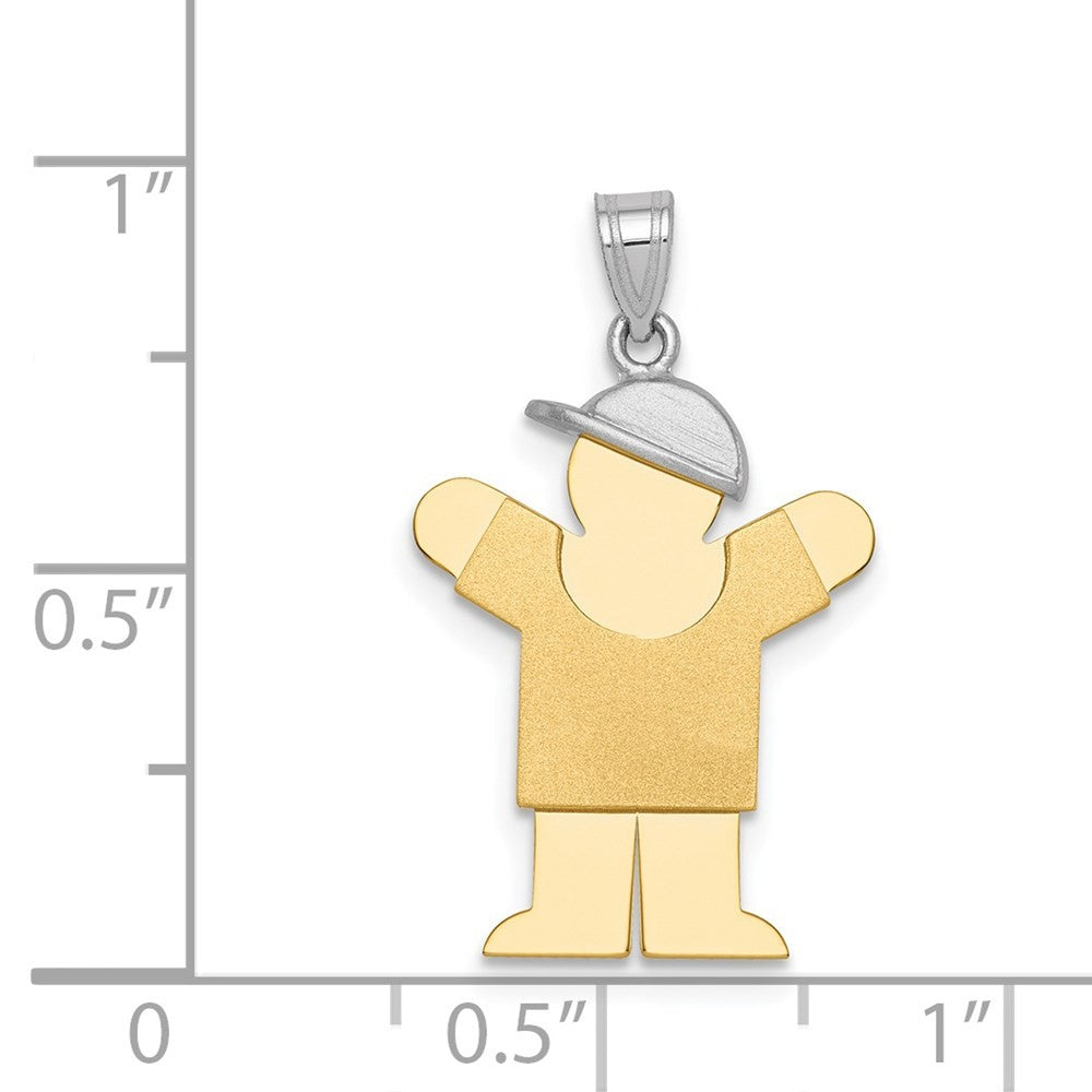14k Two-Tone Gold Small Boy w Hat on Right Engravable Charm