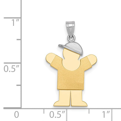 14k Two-Tone Gold Small Boy w Hat on Right Engravable Charm