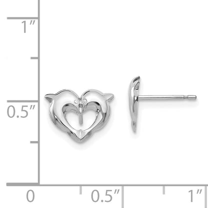 14k White Gold Screwback Dolphins Stud Earrings Gift for Women