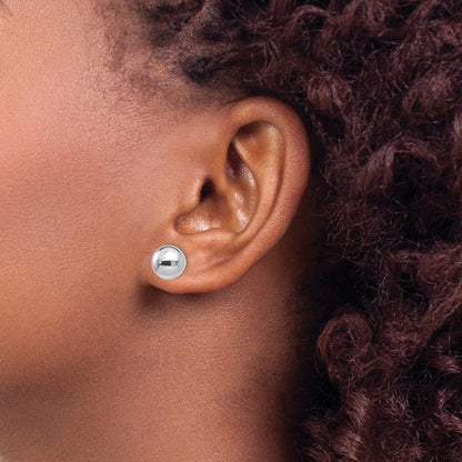 14k White Gold Polished 9mm Ball Stud Earrings Gift for Women