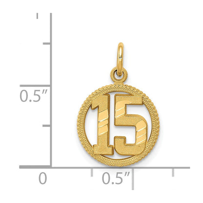 14k Yellow Gold #15 Circle Pendant for Women
