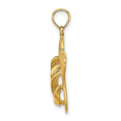 14k Yellow Gold 3D SANIBEL ISLAND  Large Double Flip-Flop Charm Pendant