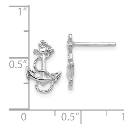 14K White Gold Anchor with Rope Trim Stud Earrings