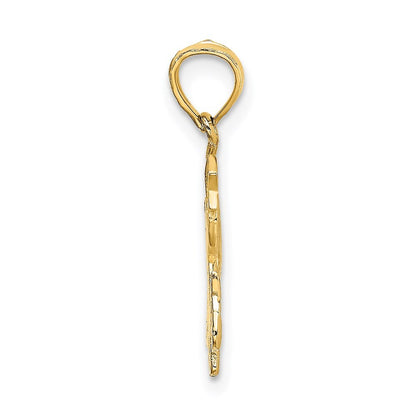 14k Yellow Gold Angel Holding a Star on a Half Moon Charm Pendant for Women