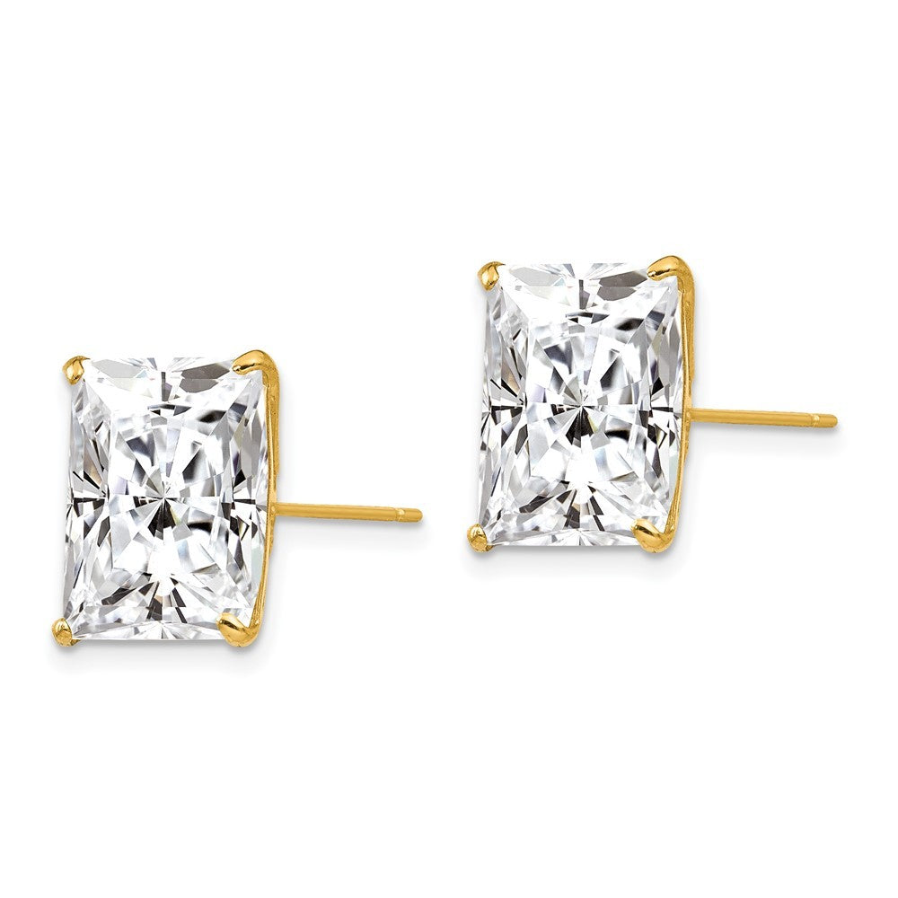 14k Yellow Gold 12mm Square CZ Earrings