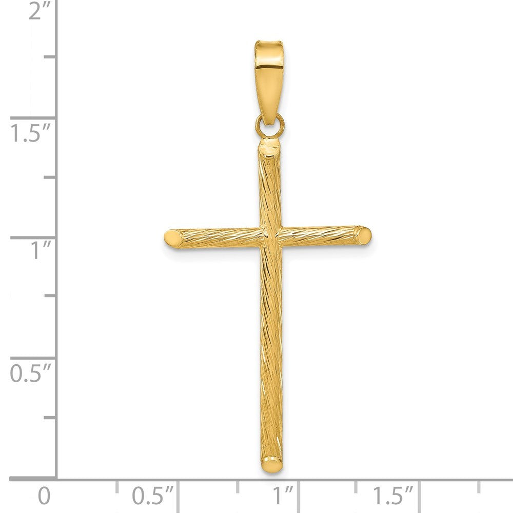 14k Yellow Gold Polished & Textured Fancy Cross Pendant