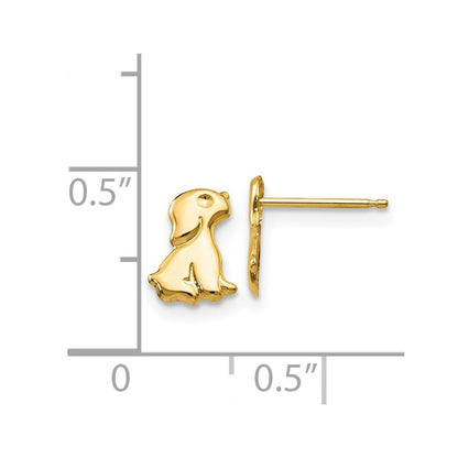 14k Yellow Gold Sitting Dog Stud Earrings