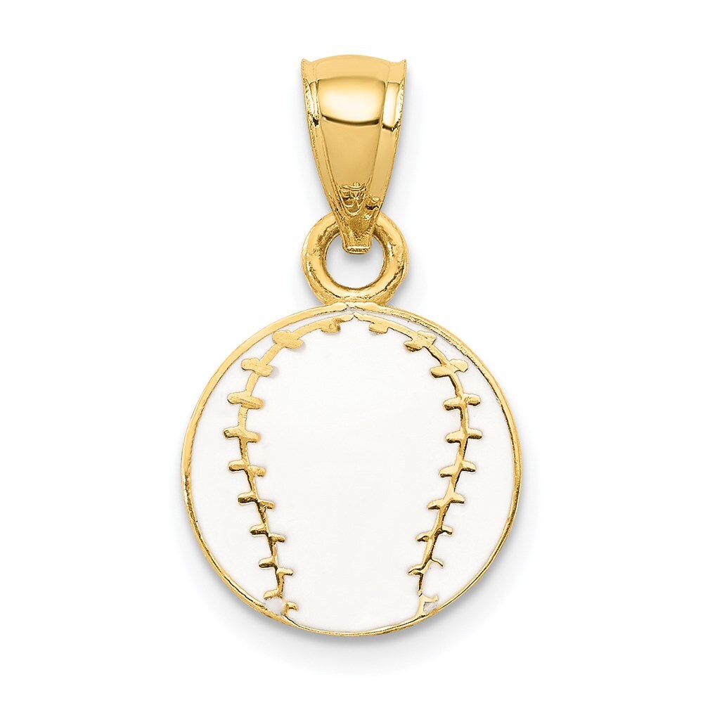 14k Yellow Gold Enameled Baseball Pendant for Women