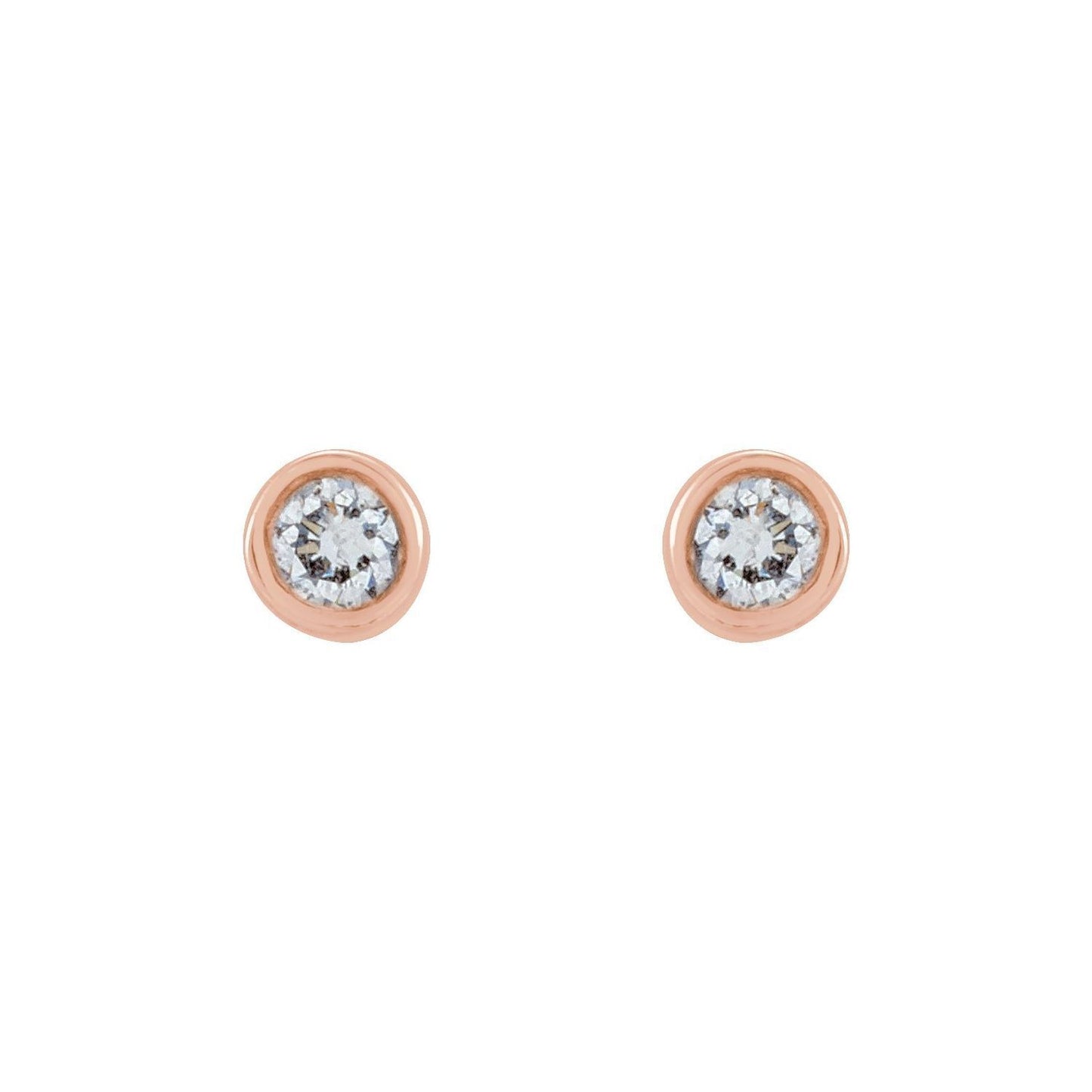 14k Rose Gold .03 CTW Natural Diamond Micro Bezel-Set Stud Earrings