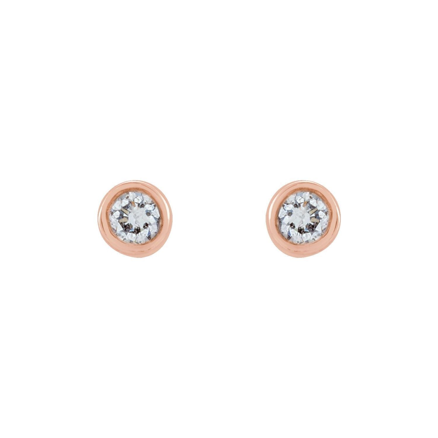 14k Rose Gold .03 CTW Natural Diamond Micro Bezel-Set Stud Earrings