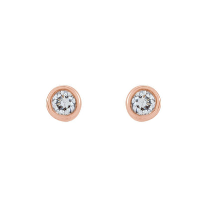 14k Rose Gold .03 CTW Natural Diamond Micro Bezel-Set Stud Earrings