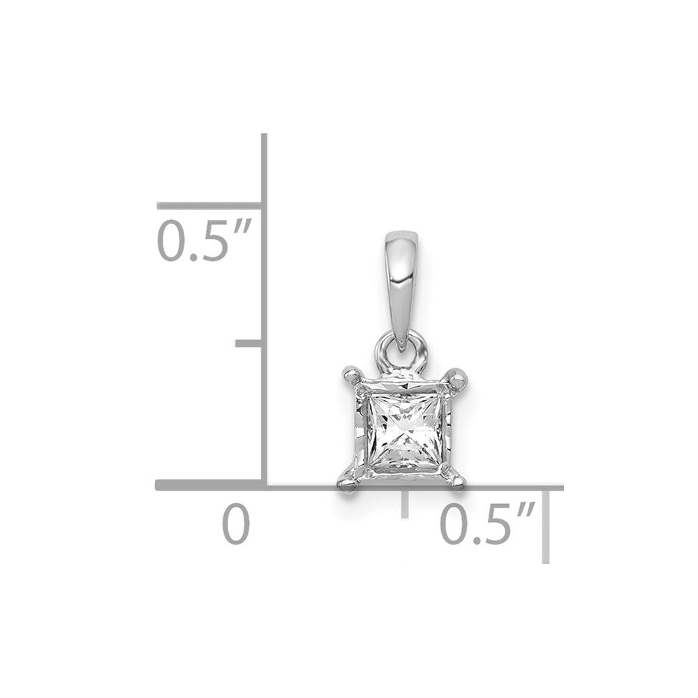 14k White Gold 1/5ct. Diamond Square Pendant for Women