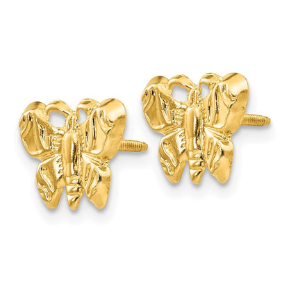14k Yellow Gold Butterfly Stud Earrings