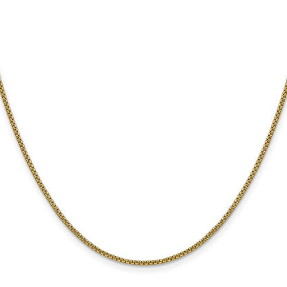 14k Yellow Gold 22 inch 1.5mm Semi-Solid Round Box Chain Necklace