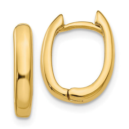 14k Yellow Gold Oval Hinged Hoop Earrings Gift for Women