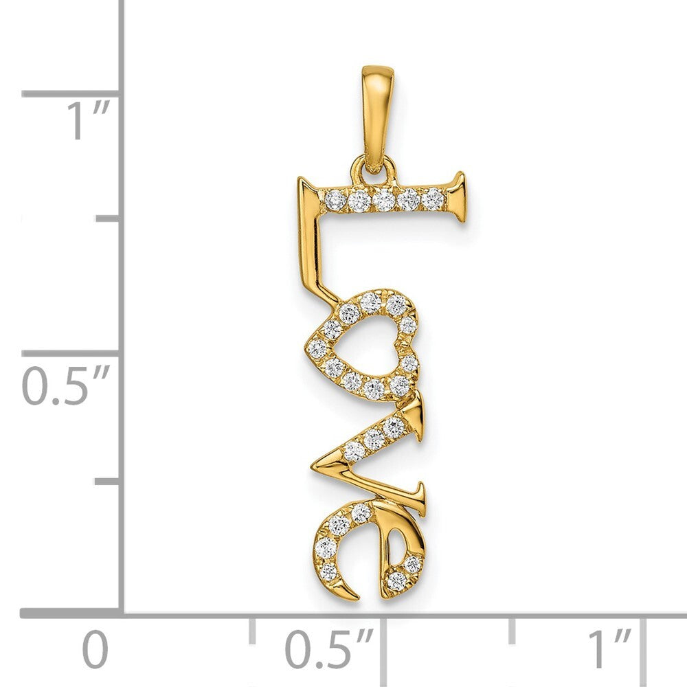 14k Yellow Gold Polished LOVE Diamond Pendant for Women