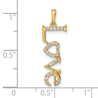 14k Yellow Gold Polished LOVE Diamond Pendant for Women