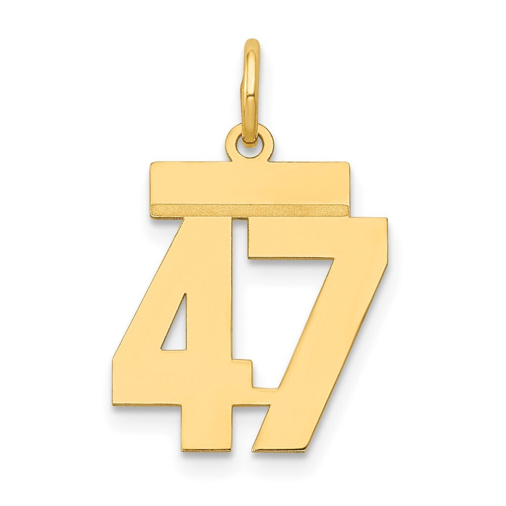14k Yellow Gold Small Polished Number 47 Charm Pendant for Women