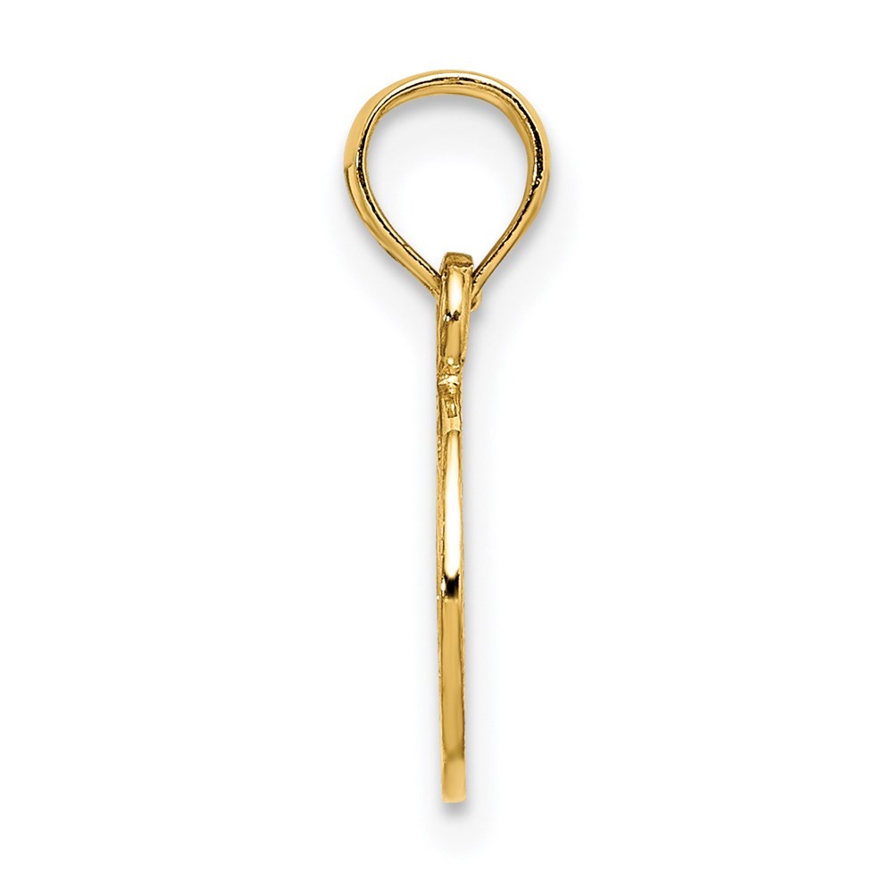 14k Yellow Gold Flat Textured Mini Peace Sign Charm