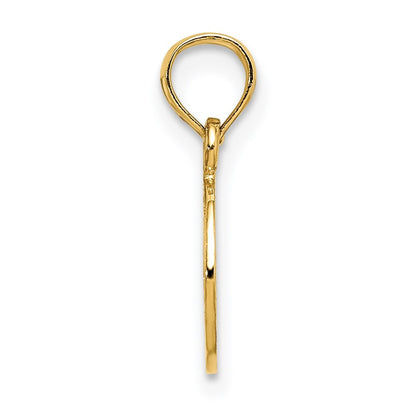 14k Yellow Gold Flat Textured Mini Peace Sign Charm