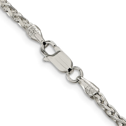 Sterling Silver 2.75mm Diamond-cut Spiga Chain Necklace