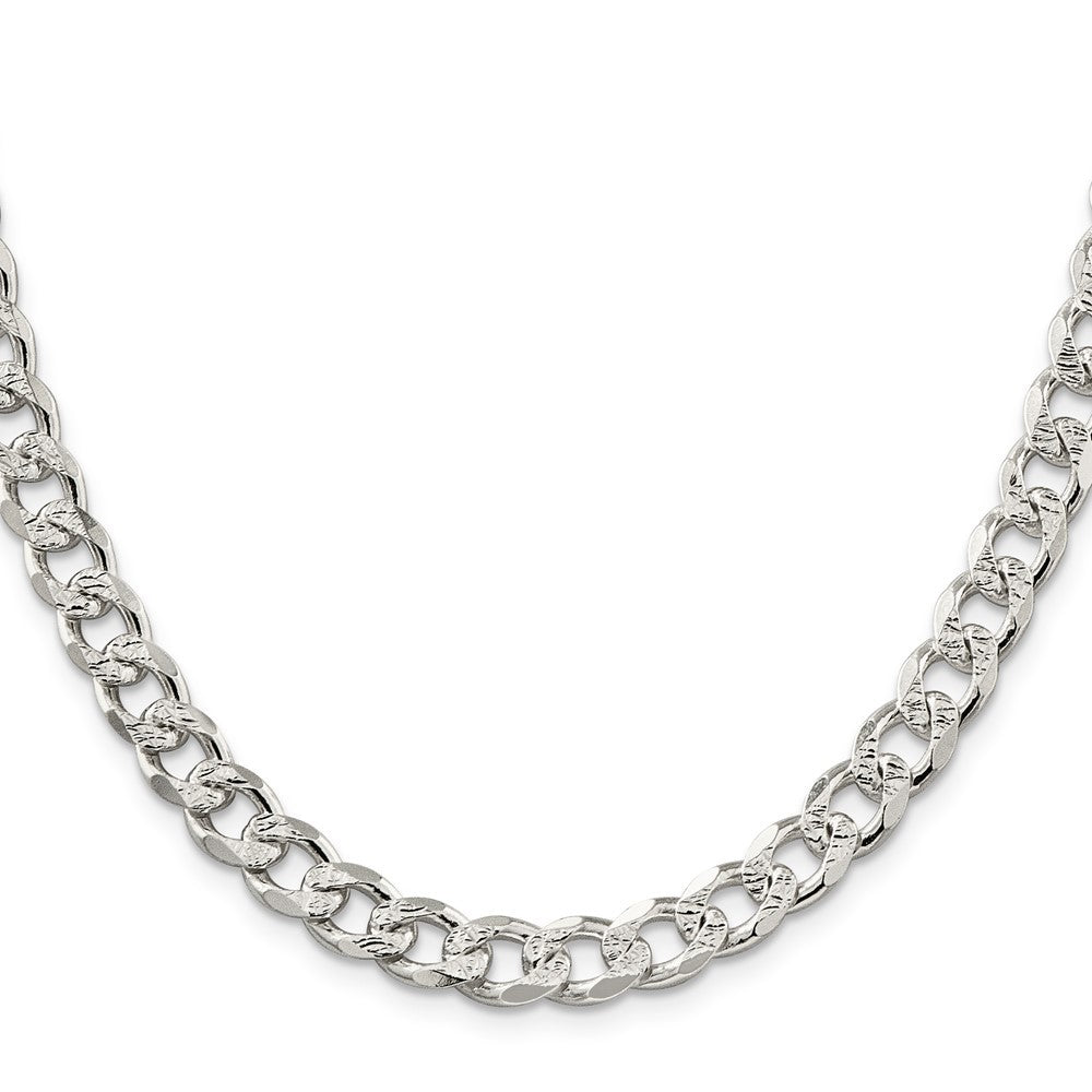 Sterling Silver 8.3mm Pav� Curb Chain Necklace