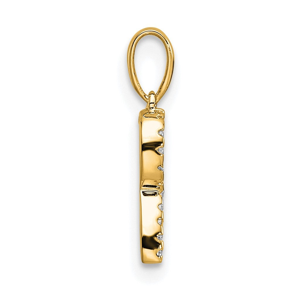 14k Yellow Gold Diamond Letter R Initial Pendant
