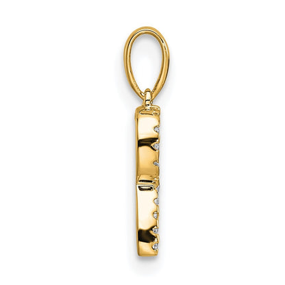 14k Yellow Gold Diamond Letter R Initial Pendant