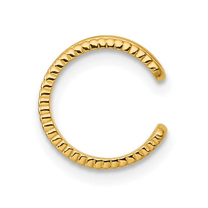 14k Yellow Gold Polished and Textured 2-Row Single Ear Cuff Gift for Women