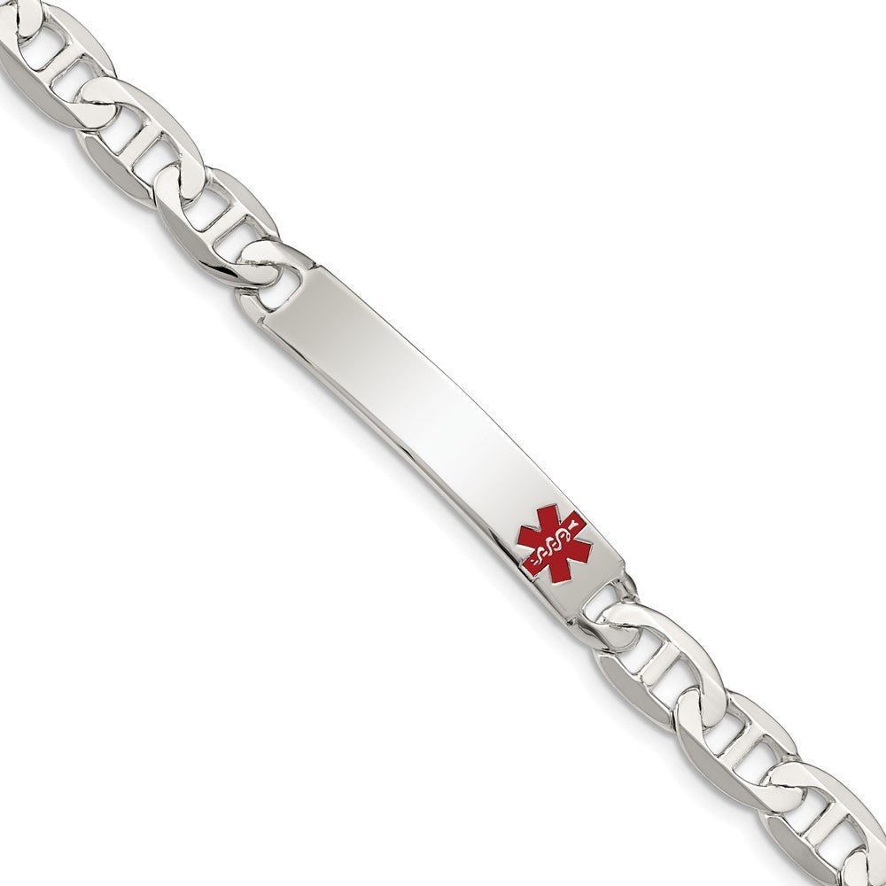 Sterling Silver Polished Medical Anchor Link ID Bracelet