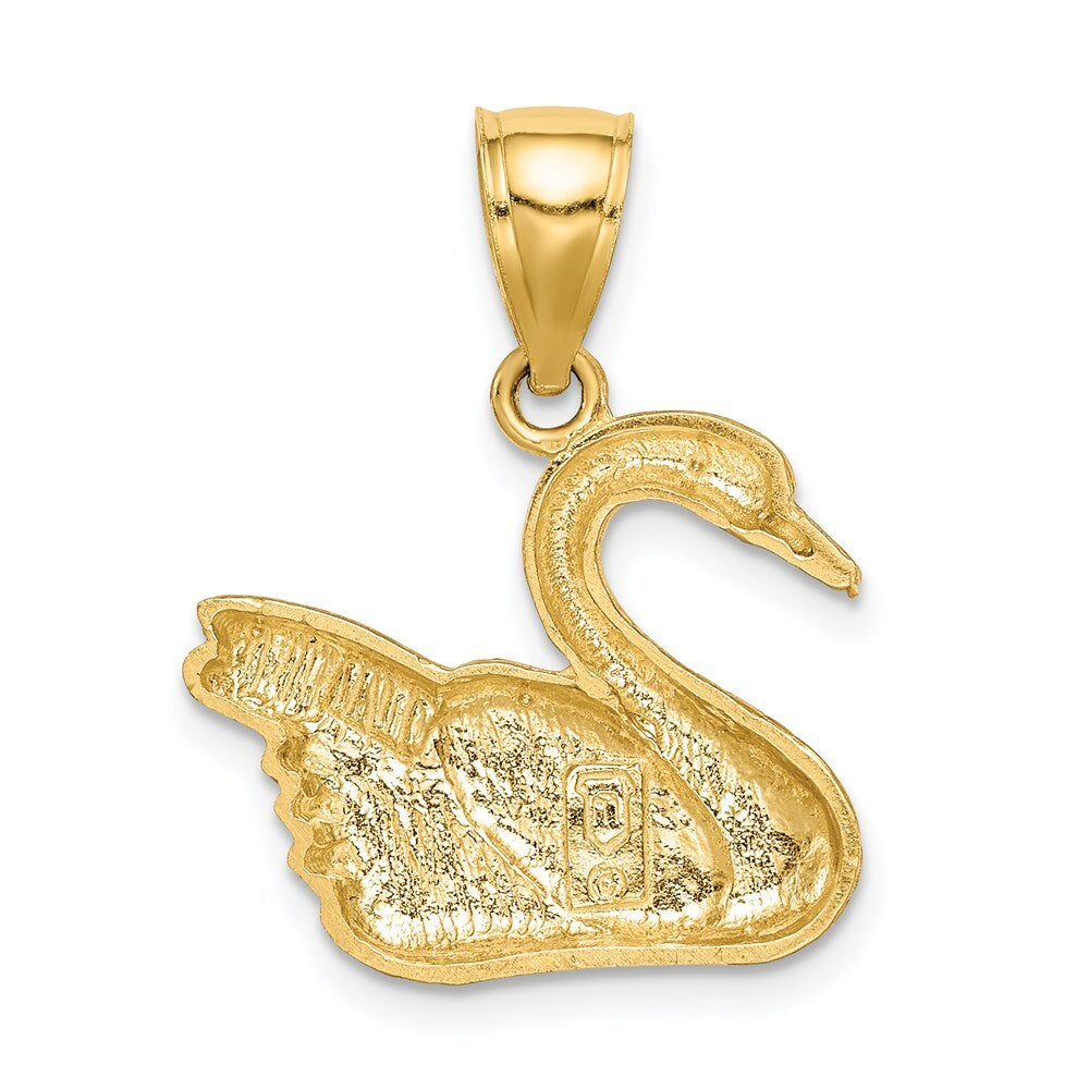 14k Yellow Gold Diamond-cut Swan Pendant for Women