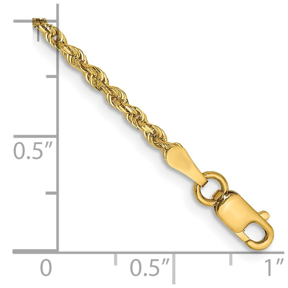 14k Yellow Gold 7" 2mm Diamond-cut Quadruple Rope Lobster Clasp Chain Bracelet
