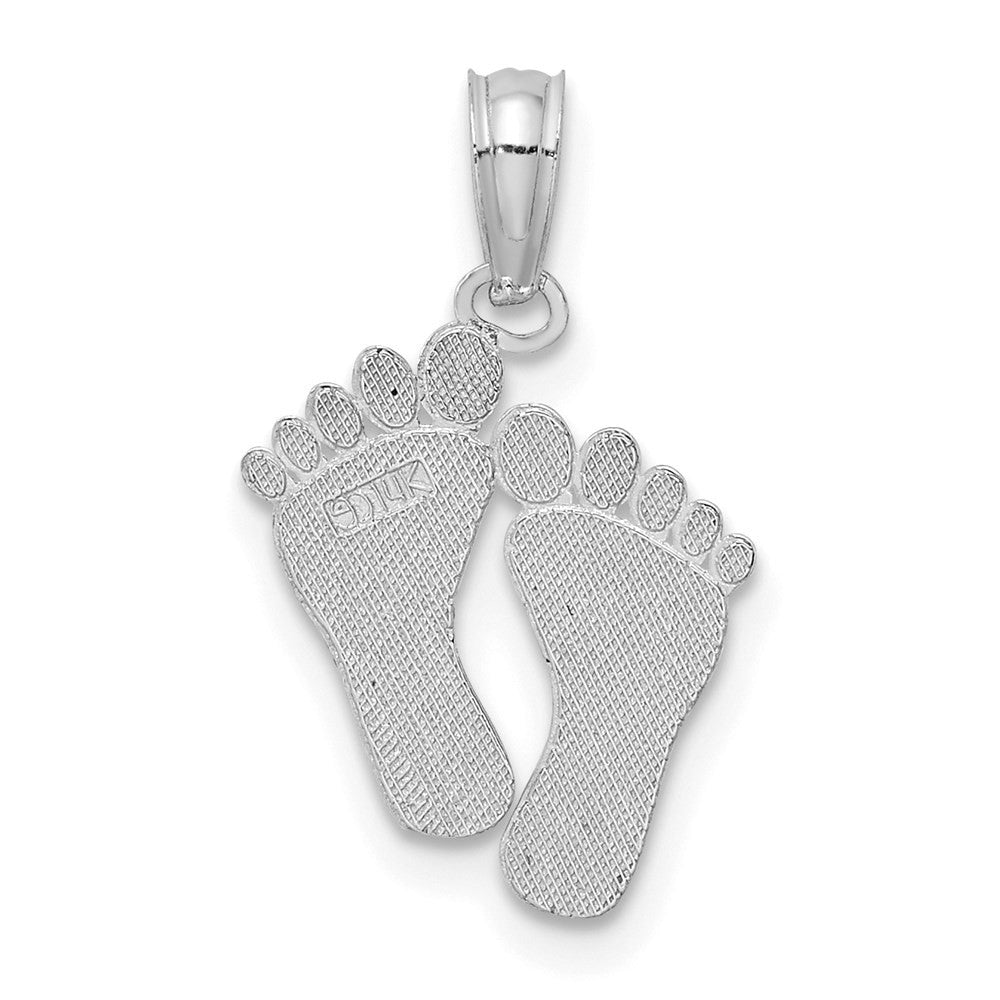 14k White Gold Double Feet Hang Ten Style Charm Pendant