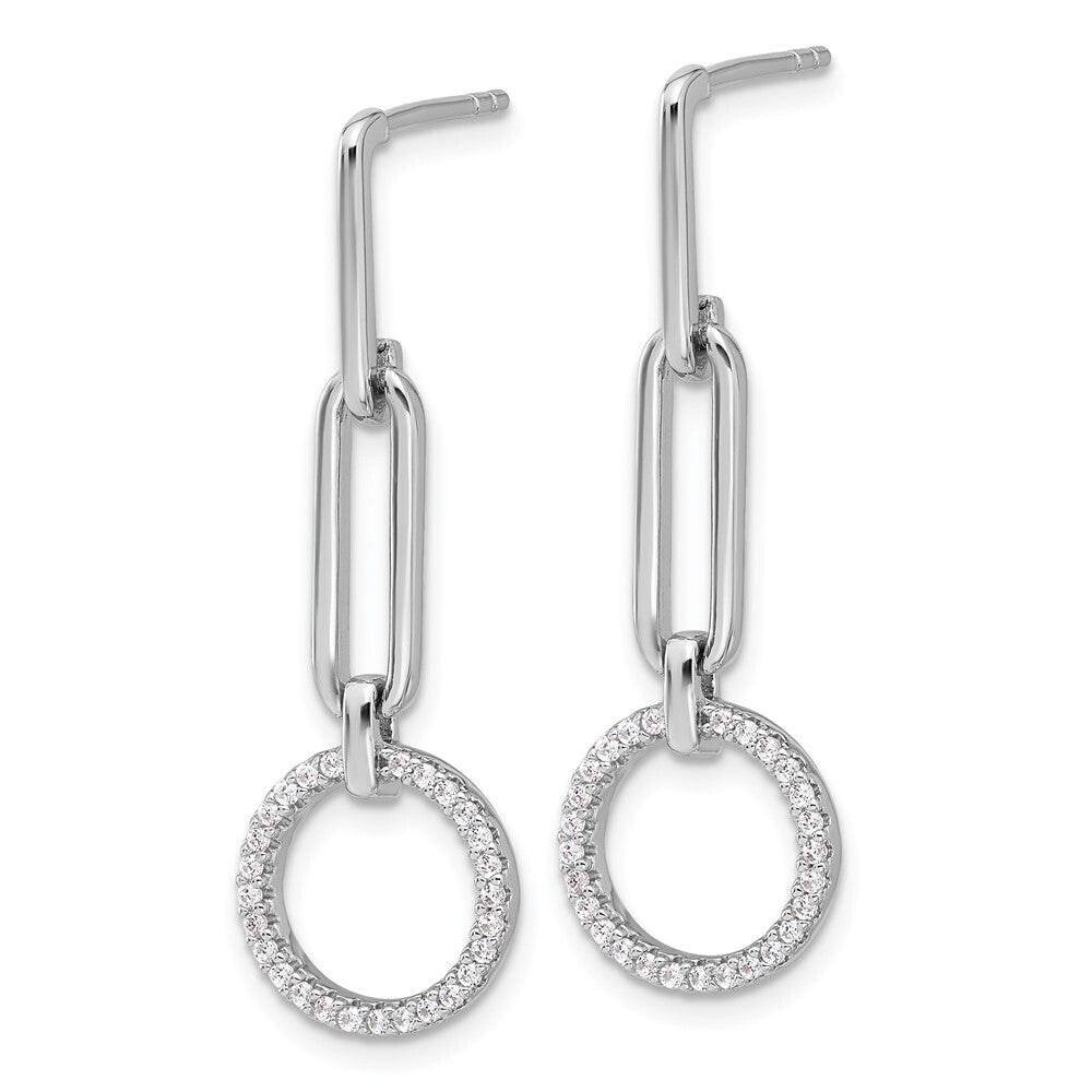 Sterling Silver Rhodium-plated Cubic Zirconia Dangle Post Earrings